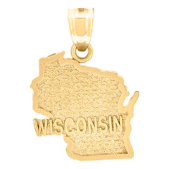10kt Yellow Gold Textured Unisex Wisconsin State Charm Pendant