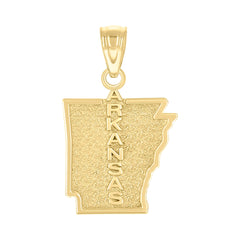 10kt Yellow Gold Textured Unisex Arkansas State Charm Pendant
