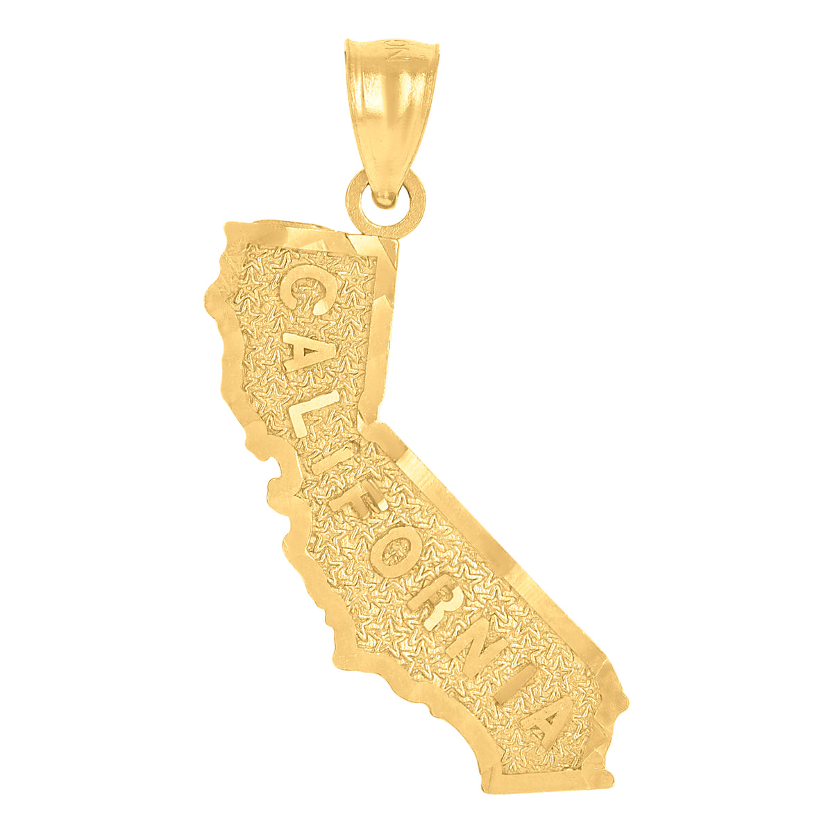 10kt Yellow Gold Textured Unisex California State Charm Pendant