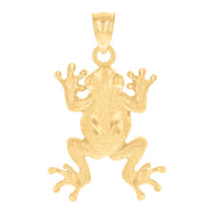 10kt Yellow Gold Diamond-Cut Textured Unisex Toad Frog Animal Charm Pendant