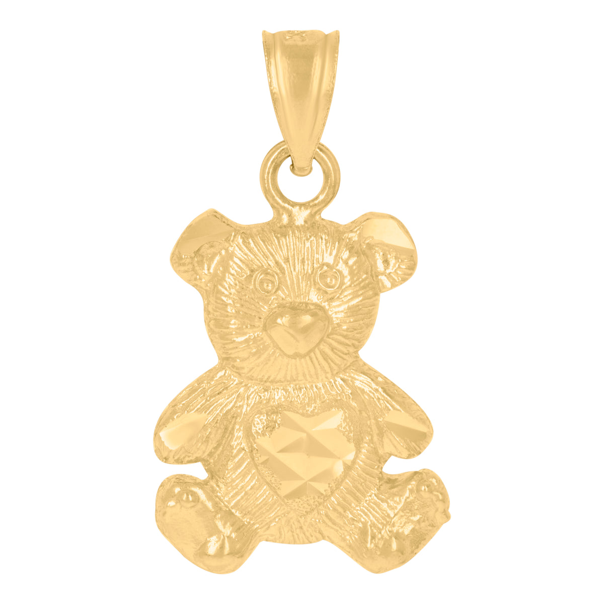 10kt Yellow Gold Womens Diamond-Cut Baby Teddy Bear Animal Charm Pendant