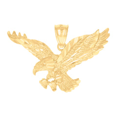 10kt Yellow Gold Mens Diamond-Cut Flying Eagle Bird Charm Pendant