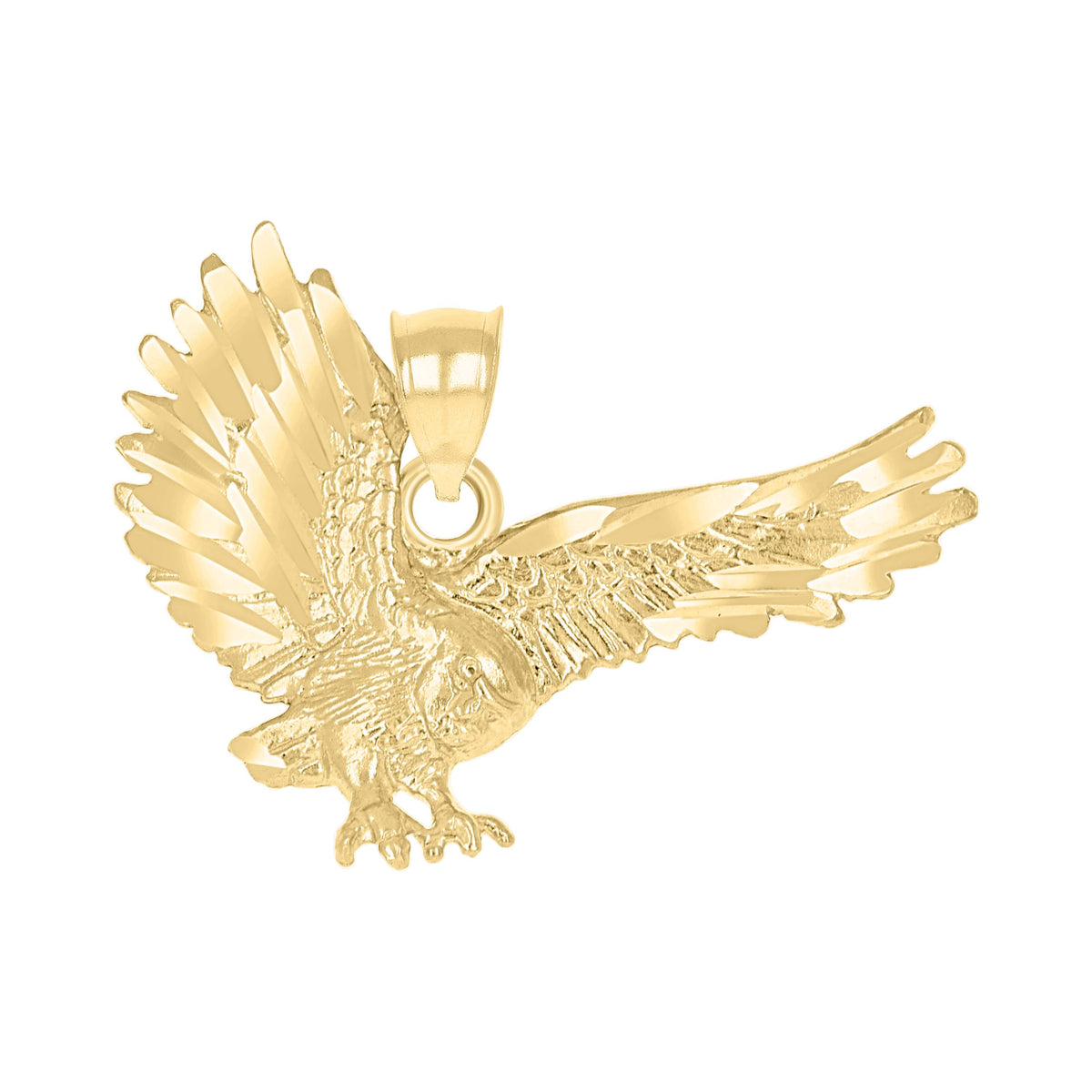 10kt Yellow Gold Diamond-Cut Unisex Eagle Animal Charm Pendant