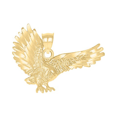 10kt Yellow Gold Diamond-Cut Unisex Eagle Animal Charm Pendant