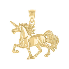 10kt Yellow Gold Diamond-Cut Unisex Unicorn Animal Charm Pendant