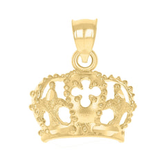 10kt Yellow Gold Textured Unisex Crown Charm Pendant