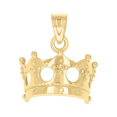 10kt Yellow Gold Unisex Crown Charm Pendant