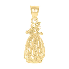 10kt Yellow Gold Diamond-Cut Unisex Pineapple Food Charm Pendant