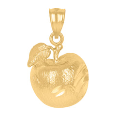 10kt Yellow Gold Diamond-Cut Textured Womens Apple Food Charm Pendant