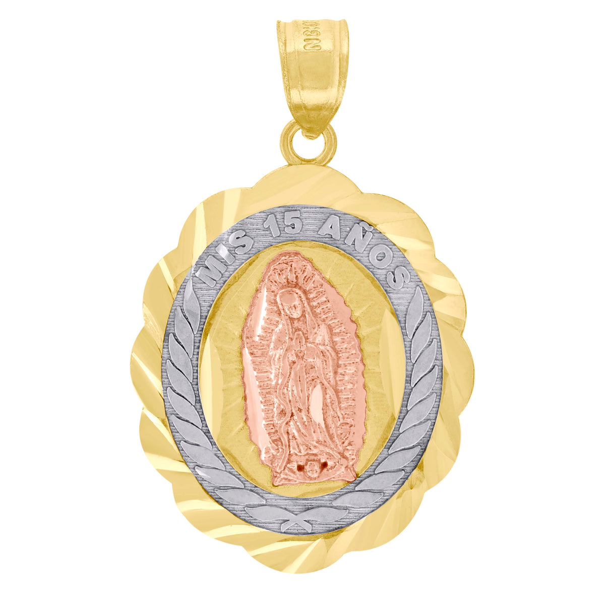 10kt Two-Tone Gold Mens Textured Crucifix Cross Religious Charm Pendant