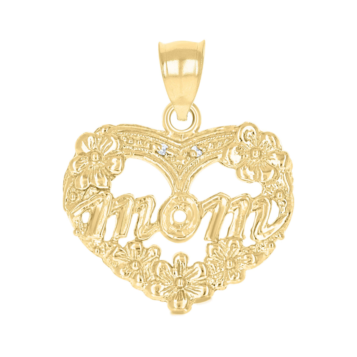 10kt Gold Two-Tone Womens Mom Heart Charm Pendant