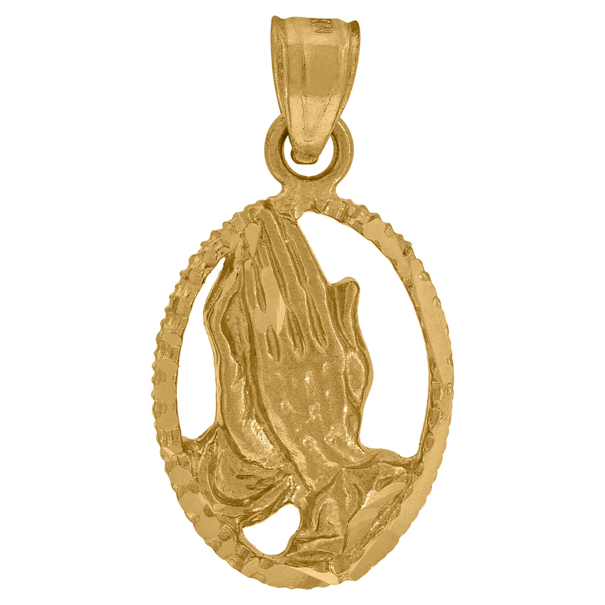10kt Yellow Gold Unisex Praying Hands Religious Charm Pendant