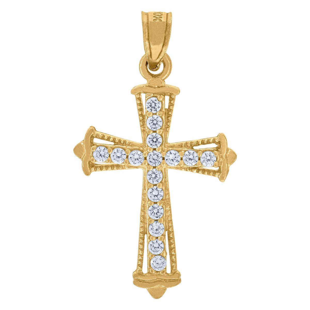 10kt Two-Tone Gold Unisex Textured Cross Religious Charm Pendant