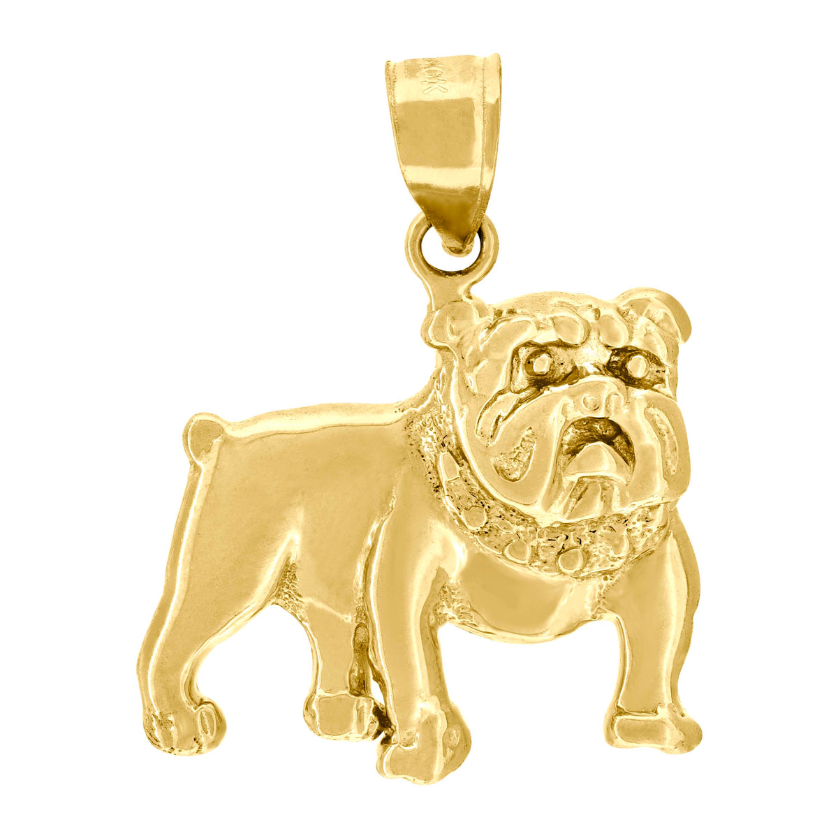 10kt Yellow Gold Unisex Textured Bull Dog Animal Charm Pendant