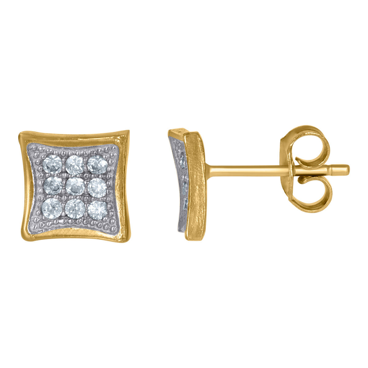 10kt Yellow Gold Mens Cubic-Zirconia Nugget Square Head Fashion Ring