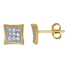 10kt Yellow Gold Mens Cubic-Zirconia Nugget Square Head Fashion Ring