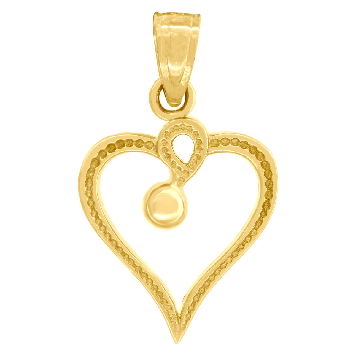 10kt Yellow Gold Textured Womens Heart Charm Pendant