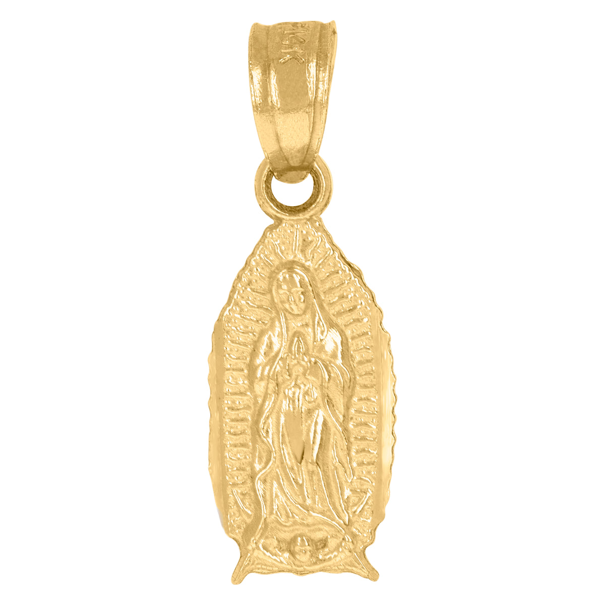 10kt Yellow Gold Diamond-Cut Unisex Mary Guadalupe Religious Charm Pendant