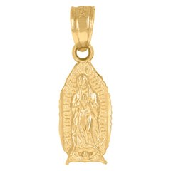 10kt Yellow Gold Diamond-Cut Unisex Mary Guadalupe Religious Charm Pendant