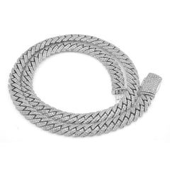 10MM 925 Sterling Silver 22.85CTW Lab Diamond Snake Cuban Link Chain 22" 101.1gms Mens Necklace