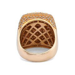 10k Yellow Gold 3 Layer Flower Cluster 4.5CTW Natural Diamond Men Square Pinky Ring 19.6gms