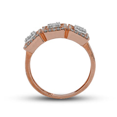 Rectangular 3 Link Mens 1CTW Natural Diamond 10k Rose Gold Baguette Centre Pinky Ring 4.4g