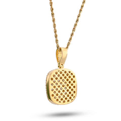 10k Yellow Gold 2CTW Natural Diamond Ice Tray Style Dog Tag Charm Round/Baguette Pendant 10.1g