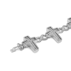 925 Sterling Silver 2.55CTW Natural Diamond Illusion Cross Infinity Tennis Mens Bracelet 8.5" 61.9gms