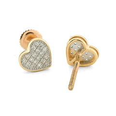 10k Yellow Gold 0.10 CTW Natural Diamond Heart Shaped Earring Womens 1gm Studs
