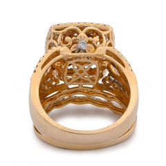 Square Shape Halo Multi Row Womens 1.5CTW Natural Diamond Ring w/ Band 10k Yellow Gold 6.7gms
