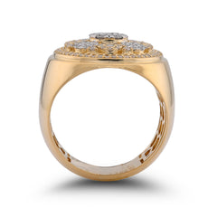Round Flower Cluster 1.05CTW Natural Diamond 10k Gold Mens Pinky Ring 11.2g