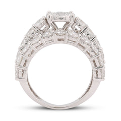 14K White Gold 4.8CTW Natural Diamond Round Centre 3 Row Womens Engagement Ring 6.8gms