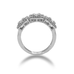 Rectangular 3 Link Natural Diamond 10k White Gold 1CTW Baguette Centre Mens Pinky Ring 4g