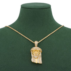 10k Yellow Gold 5CTW Natural Diamond Jesus Head Charm Religious Mens Charm 15.7g