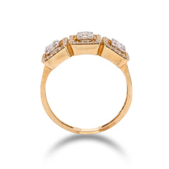 Rectangular 3 Link 1CTW Natural Diamond 10k Yellow Gold Baguette Centre Men Pinky Ring 4.1g