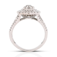 10k White Gold 1.5CTW Halo Cluster Centre Round Solitaire Natural Diamond Womens Wedding Ring 4.1g