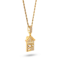 Trap House 0.75CTW Natural Diamond 10k Gold Small Pendant Charm 5.3gms For Mens