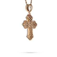 10k Yellow Gold 1.5CTW Natural Diamond Baguette CentreCross Pendant Religious 9.8g Charm