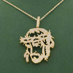 10k Yellow Gold 3.5CTW Natural Diamond Jesus Head Pendant Charm 16.6gms