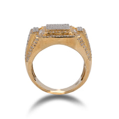 Rectangular Baguette 1.75CTW Natural Diamond 10k Yellow Gold Mens Pinky Ring 9.8gms