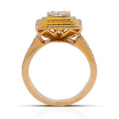 10k Yellow Gold 1.86CTW Natural Diamond Square Halo Baguette Cenntre Womens Ring 7.2gms