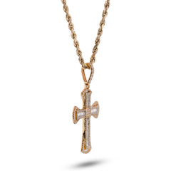 10k Yellow Gold 0.55CTW Natural Diamond Small Cross Pendant Mens Religious Charm 1.8gms