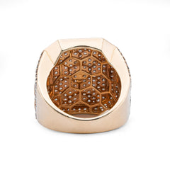 10k Yellow Gold Octagon Shape 3.95CTW Natural Diamond Hanging Jesus Mens Ring 11.9g
