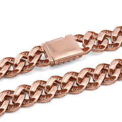 13MM 10k Rose Gold 18.2CTW Baguette/Round Natural Diamond Cuban Link Chain 18"  67.1g Necklace