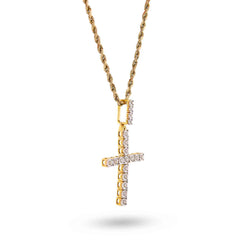 Cross Illusion Set 0.5CTW Natural Diamond 10k Gold Pendant Mens Charm 3gms