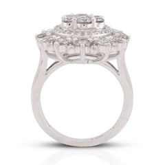 Flower Shape Cluster Centre Natural Diamond 4.86CTW Women Ring 14k White Gold 9.7gms