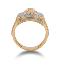 Square Shape Centre Round 2.14CTW Natural Diamond Halo 10k Gold Mens Pinky Ring 7.8g