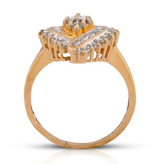 10k Yellow Gold 0.98CTW Cocktail Shell Shape Natural Diamond Womens Ring 3gms
