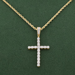 10k Yellow Gold 0.50CTW Natural Diamond Prong Set Cross Pendant Mens Religious Charm 2.9g