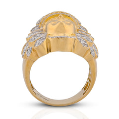 10k Yellow Gold 1.05CTW Natural Diamond Indian Tribe Baguette Mens Ring 13.6g